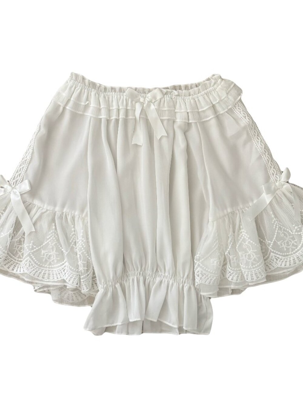 White Off-the-shoulder chiffon top with flared mid-length sleeves
